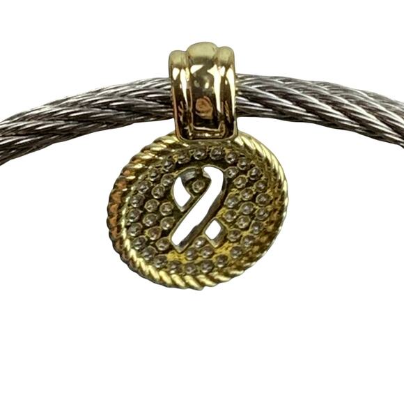 Stainless Steel Magnetic Breast Cancer Awareness Ribbon Charm Bracelet - 8” - Picture 5 of 8